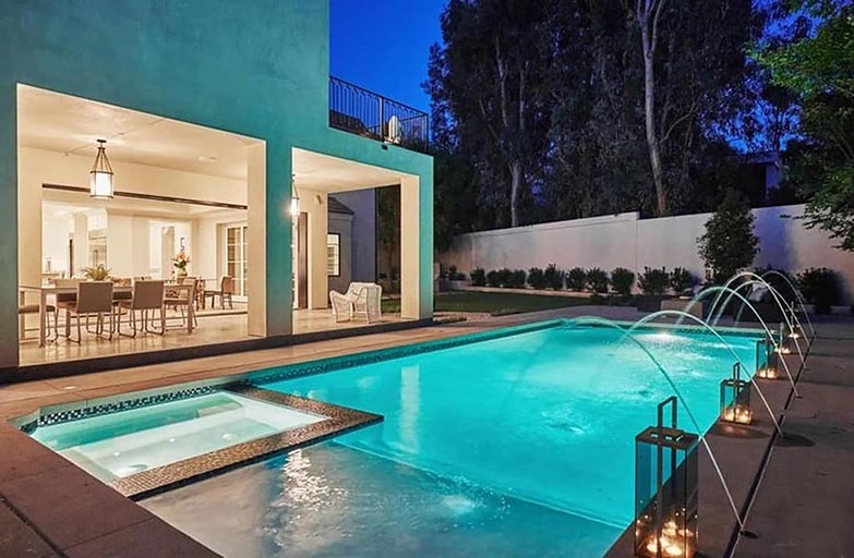 Architect home addition and remodel French contemporary style pool area